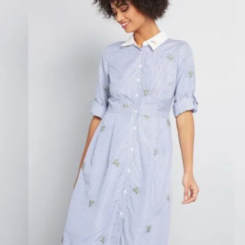 ModCloth Cactus Pin Stripe Dress Size 14 NWT
